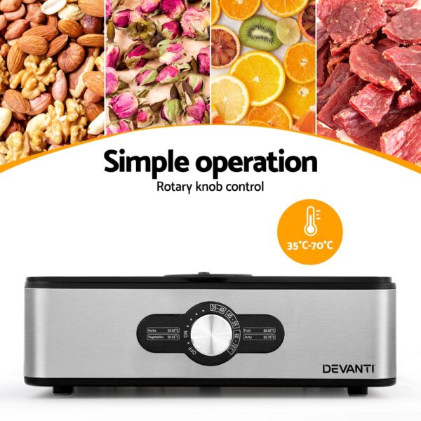 Devanti 5 Trays Food Dehydrator Stainless Steel Tray - Image 6