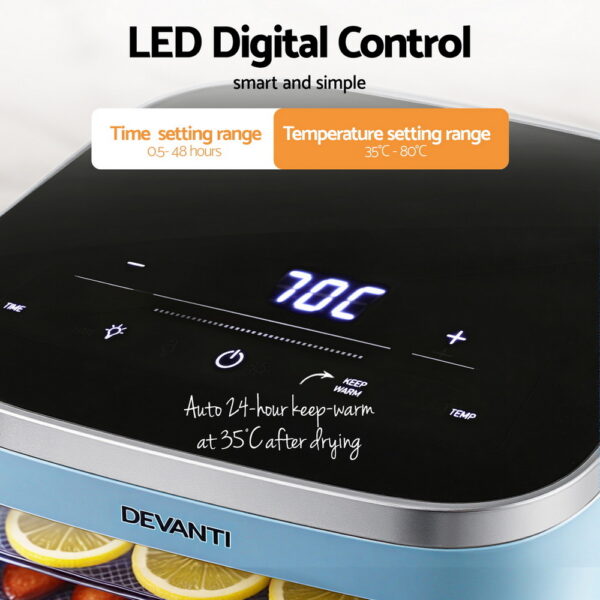 Devanti 5 Trays Food Dehydrator Mini Fruit Dryer 500W - Image 4